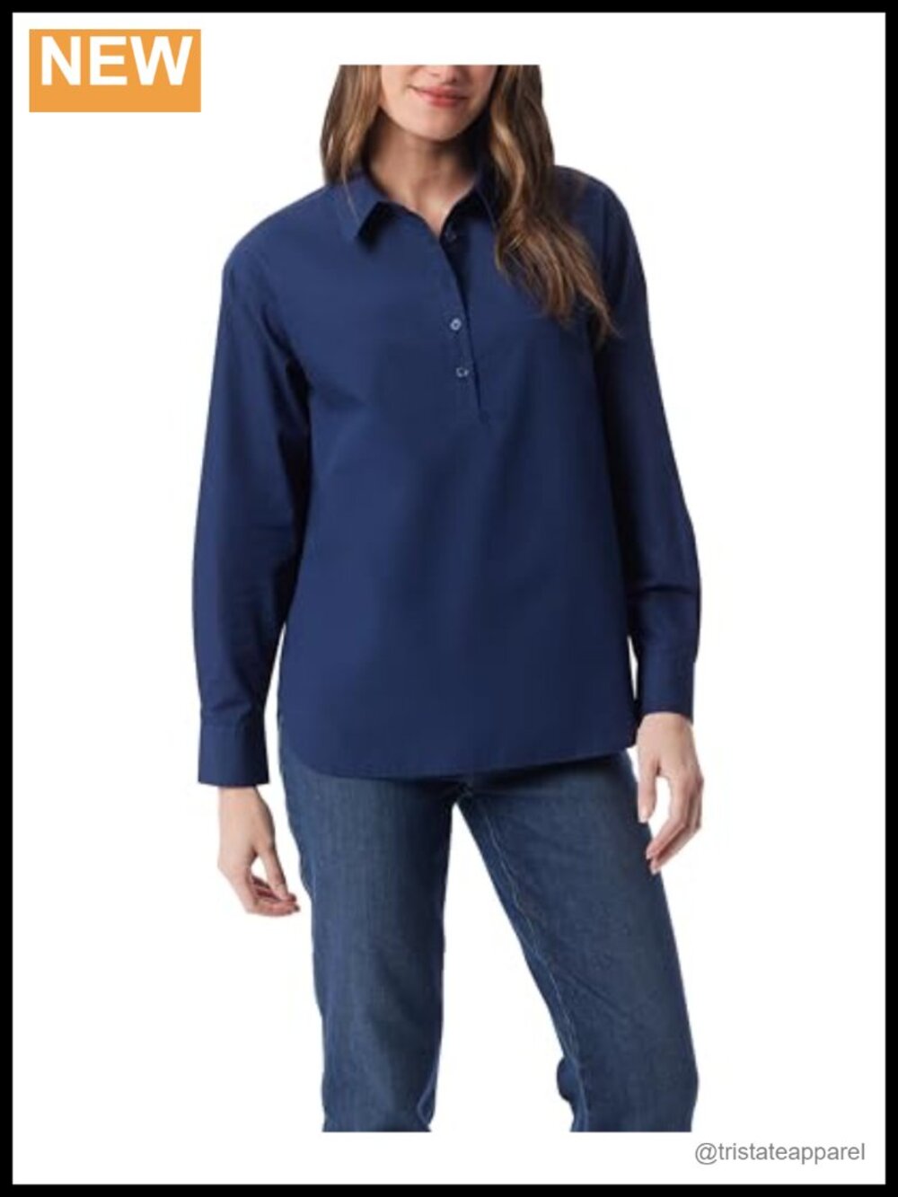 High-Low Long Sleeve Pullover Blouse Loose Fit Cotton